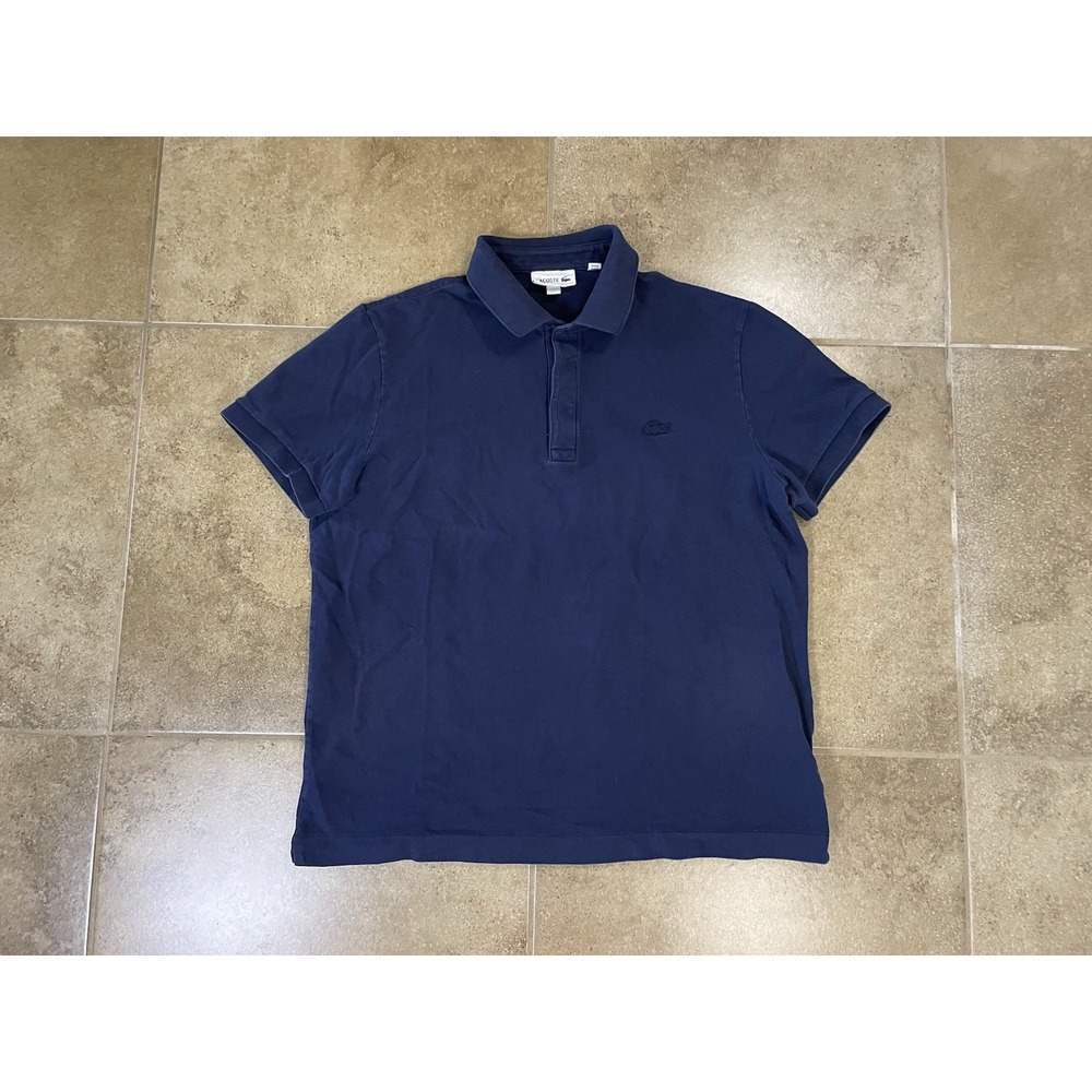 Lacoste Regular Fit Pique Polo Shirt Womens Sz 5 L Navy Blue Tennis Prep Golf